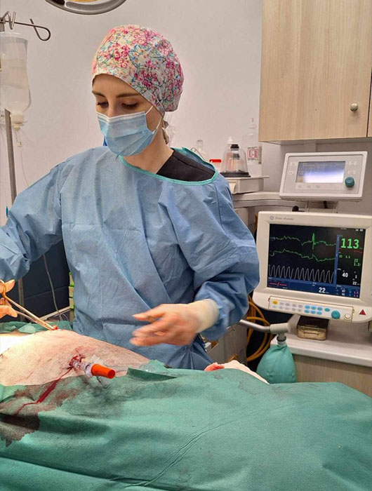 Η διδάκτωρ χειρουργικής ΑΠΘ Βασιλεία Αγγέλου κατά τη διάρκεια χειρουργικής επέμβασης